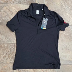 NWT Callaway Womens Golf Polo Shirt Black Short Sleeve Opti Dry Cooling Size S - Picture 1 of 8
