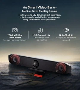 HP Poly Studio V52 Premium USB Video Bar 4K UHD 320MP Cámara HDMI WLan Conferencia - Imagen 1 de 15