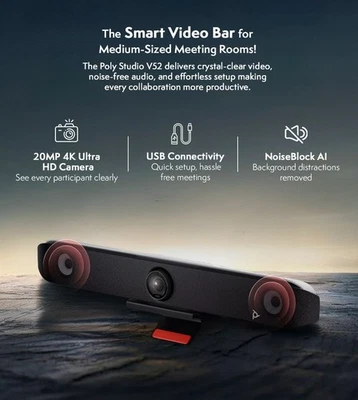 HP Poly Studio V52 Premium USB Video Bar 4K UHD 320MP Cam HDMI WLan Conferencing - Bild 1 von 4