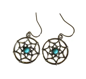 Orecchini Acchiappasogni Tono Argento Stile Turchese Tono Southwestern Boho - Foto 1 di 6