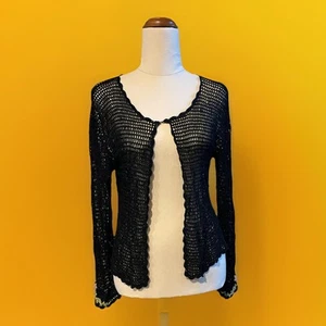 Vintage Guava Size 12 Goth Lightweight Black Knit Jacket - Picture 1 of 6
