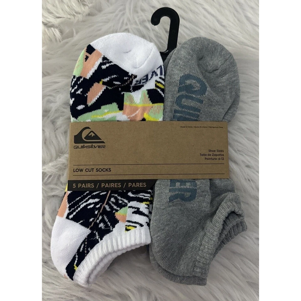 Calcetines Quicksilver corte bajo para hombre 5 pares para zapato talla 6-12 nuevos con etiquetas Foto 1 de 3