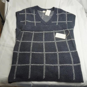 2 Piece Sweater Vest Skirt Set Womens XL Windowpane Knit V Neck Outfit - Picture 1 of 8