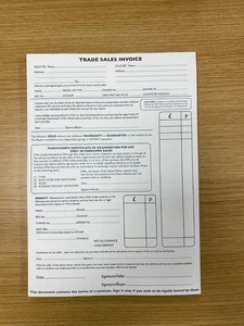 ALMOHADILLA DE FACTURAS DE COCHE/VEHÍCULO USADA/VENTA COMERCIAL X 1 ALMOHADILLA - VERSIÓN SOLO IMPRESIÓN NEGRA - Imagen 1 de 1