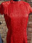 WONDERFUL HOLIDAY DAZZLER!!! 40'S RED EMBOSSED FITTED MANDARIN LOOKING 36-29-39