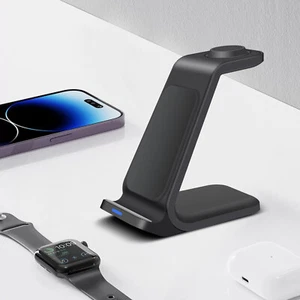 Wireless Charger Dock Charging Station 3 in 1 For Apple Watch S9 iPhone 15 13 14 - Picture 1 of 26