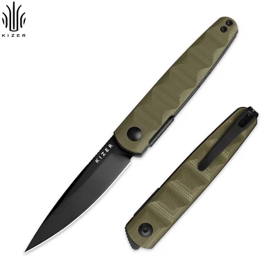 Kizer Bamboo Drop Point Folding Knife Nitro-V Steel Blade G10 Handle V3722A2 - Image 1 of 4