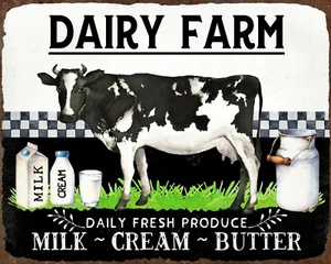 Vintage Style Sign Rustic Country Farmhouse Cow Dairy 8" x 10" Repro - Picture 1 of 2
