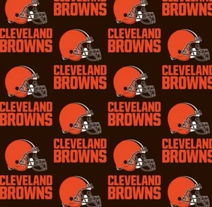 BTHY NFL Cleveland Browns Orange/Brown Quilting Cotton Fabric By The Half Yard - Picture 1 of 2