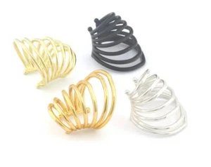 1 par de aros oreja brazalete clip en pendiente envolvente 7 aros crudo, plata brillante-dorado 4817 - Imagen 1 de 3