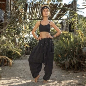 Spiritu Handmade Boho Long Harem Pants Patchwork Monochrome XS-S-M-L-XL One size - Picture 1 of 4
