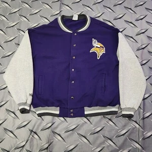 VTG Minnesota Vikings Majestic Cotton Varsity Jacket Size 2XL (Fits XL) USA MADE - Picture 1 of 5