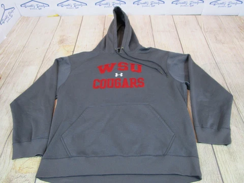Under Armour WSU Washington State Cougars Grey Red Hoodie Sweatshirt Men's XL Cover