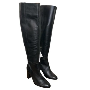 zara Women's Size 6 Knee High Boots Block Heel Size Zipper Black Goth Grunge Y2K - Picture 1 of 9