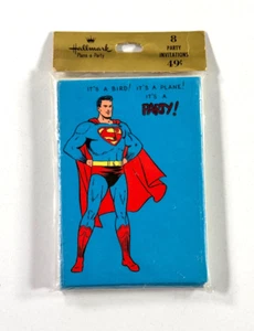 RARE 1966 Hallmark Superman Party Invitations SEALED Pack (8) toy WOW - Picture 1 of 3