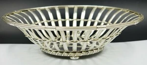 French Christofle Silverplate Reticulated Wicker Rounded Footed Centerpiece - Picture 1 of 10
