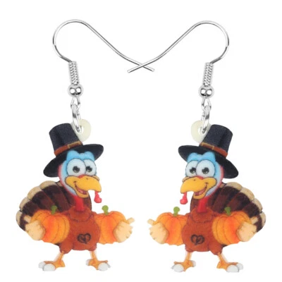 Acrílico Dibujos Animados Sombrero Pavo Calabaza Pendientes Cuelga Fiesta Joyería Para Mujer Dije Foto 1 de 4