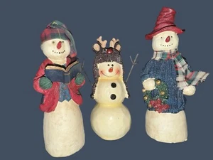 Primitive Country Snowmen Set Of 3 Excellent Snowman Family Winter Christmas - Picture 1 of 8