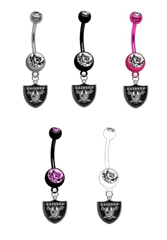 Las Vegas Raiders Oakland Football Belly Button Navel Ring Piercing - Pick Color Cover