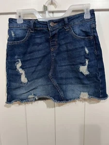 Girls Justice Dark Blue Jean Skirt With Shorts Attached Underneath Size 18 - Picture 1 of 5