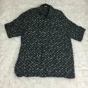 Camisa Retro Casa Moda Estampada Cuadrada con Botones UP Para Hombre Talla XL - Imagen 1 de 8