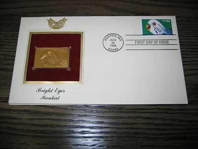 Bright Eyes Parakeet Bird 1998 dorado FDC réplica cubierta sello Foto 1 de 3