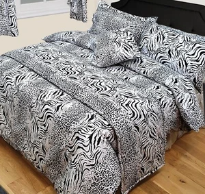 Juego de fundas de edredón tamaño King Kalahari con estampado de animales ropa de cama gris negro blanco - Imagen 1 de 1