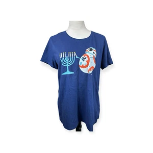 Disney Star Wars BB 8 Lighting Menorah Blue T-Shirt Women’s Size Large - Picture 1 of 7