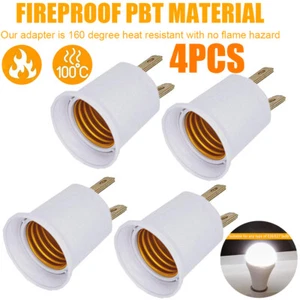 4Packs E26/E27Light Socket to Plug Adapter Plug-in Light Bulb Outlet Adapter USA - Picture 1 of 13