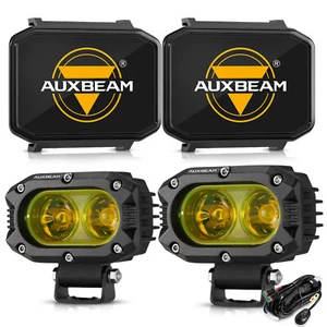 Auxbeam 4" pollici luce guida LED gialla da lavoro baccelli fendinebbia e copertura combinazione scudo - Foto 1 di 12