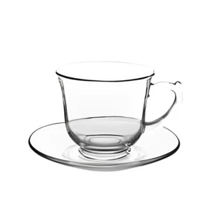 12PC Glass Cup Mug & Saucer Base Table Tea Cappuccino Espresso Coffee Drink Set - Picture 1 of 2