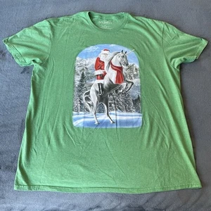 Hybrid Christmas Santa Clause Short Sleeve Green T-Shirt XL - Picture 1 of 9