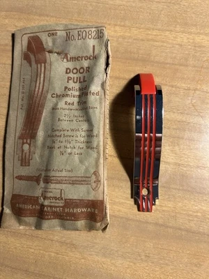 Amerock 铬红色门拉手复古 20 世纪 50 年代复古装饰艺术 — 第 1/4 张图片