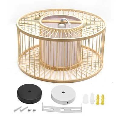 Lámpara Colgante Tejida 15.74" Ratán Boho Mimbre Lámpara Colgante Foto 1 de 4