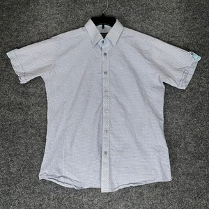 Jared Lang Shirt Men's Large Geometric Seersucker Short Sleeve Button Up Casual - Picture 1 of 6
