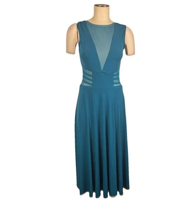 Vestido de Baile Weissman Disfraz Adulto L Verde Azulado Malla Sin Mangas Lírico Contemporáneo Foto 1 de 4