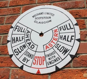 ORIGINAL 19" HUGE FINE ORIGINAL ENAMEL MECHANS GLASGOW TELEGRAPH DIAL C-1930'S - Picture 1 of 11