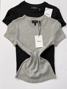 New Theory size P black and grey fitted rib tiny tee (two tops for one price) - Picture 1 of 5