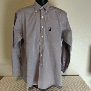 VTG Disney Single Needle Tailoring Long Sleeve Button Down Gingham Shirt L FLAW - Picture 1 of 12