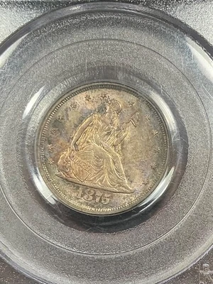 PCGS MS64 1875 S TWENTY CENT BEAUTIFUL COLOR - Image 1 of 3