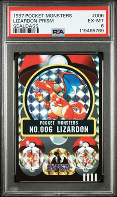1997 POCKET MONSTERS #006 LIZARDON-PRISM SEALDASS PSA 6 EX-MT - Image 1 of 4
