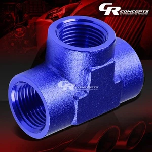 ADAPTADOR DE MONTAJE DE CAMISETA DE ALUMINIO ACABADO ANODIZADO AZUL CÓNICO TUBO NPT HEMBRA 1/2" - Imagen 1 de 2