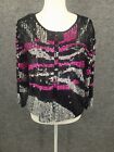 Joseph A Twinset Womens PS Full Sequined Front Tank Sweater Silk Blend Black