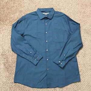 Perry Ellis Shirt Mens XL Very Slim Blue Polka Dot Long Sleeve Button Up - Picture 1 of 8