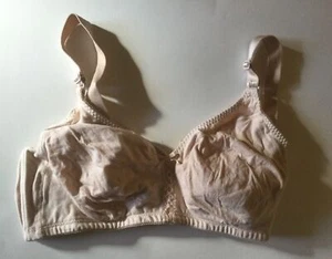 Bali #3036 Women's Double Support Wirefree Cotton Bra 42D Beige Bow & Lace Edge - Picture 1 of 11