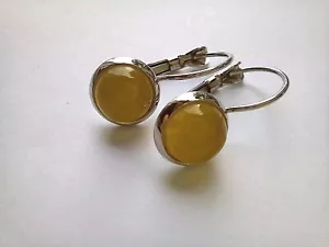 Earrings natural baltic amber sterling silver plated 2g - Picture 1 of 9