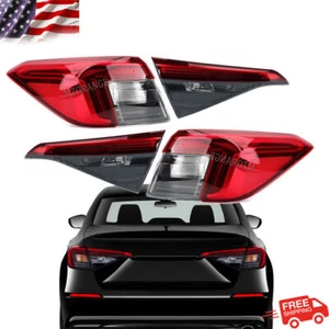 4x Outer Inner Tail Light For 2022 2023 Honda Civic Sedan Rear Lamps Left+Right - Picture 1 of 11