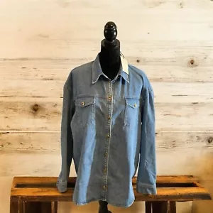 NWT Women's XL Tuckernuck Denim jean top/jacket ~HEAVY~ gold buttons ~ Beautiful - Picture 1 of 8