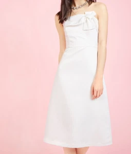 Vestido Wendy Bird Modcloth The Way Love Grows en Blanco 0/XS Sin Tirantes Satén - Imagen 1 de 5