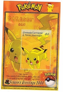 Grenadines 2001 - Pokemon Nintendo Christmas Pikachu Souvenir Stamp sheet - MNH - Picture 1 of 1